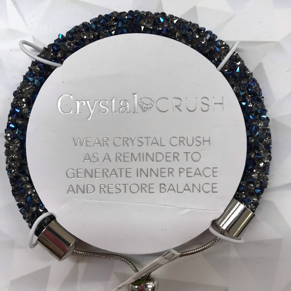 Blue and Gray Miniature Crystal Bangle Bracelet - Picture 3 of 4